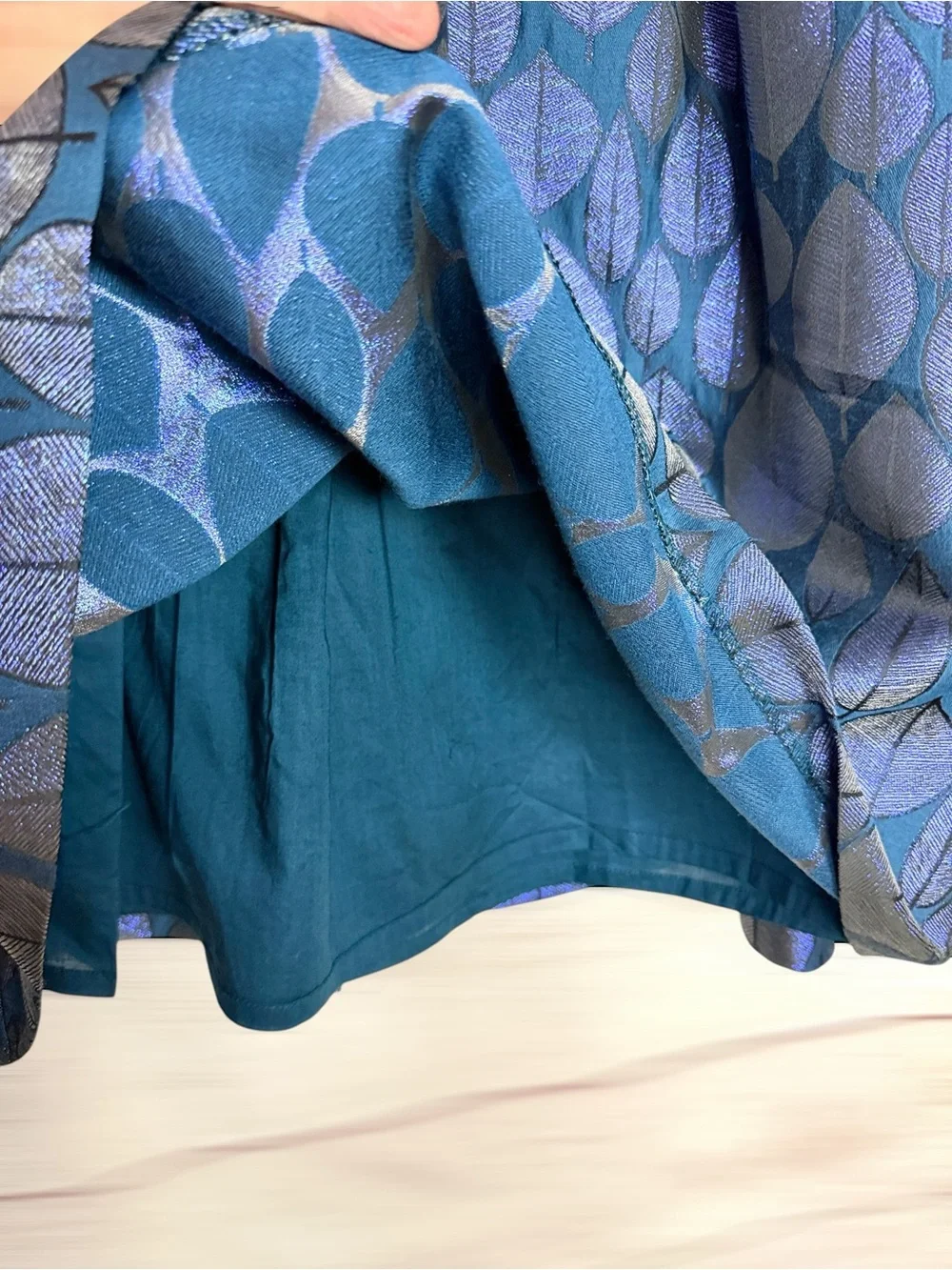 NWT Jacadi Paris Teal with Purple Shiny Leaf Jacquard Occasion Dress 10 (140)
